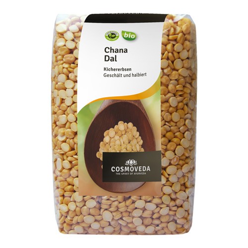 Kikærter Økologisk halveret og afskallet - 500 gram - Cosmoveda