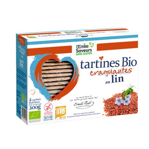 Knækbrød m. hørfrø glutenfri Økologisk - 200 gram - Emilie Noël