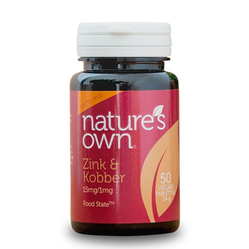 Zink og Kobber Food State - 50 tabletter - Natures Own