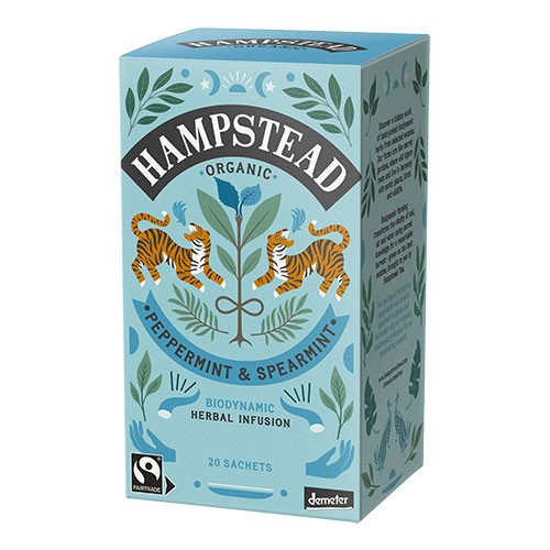 Pebermynte & Spearmint te Økologisk Demeter - 20 breve - Hampstead Tea