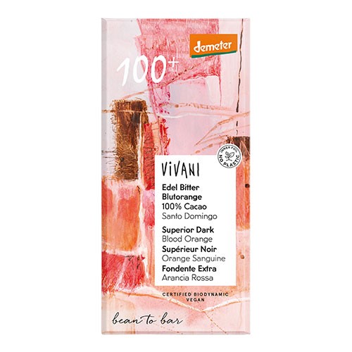 100 % mørk chokolade med appelsin Økologisk Demeter - 90 gram - Vivani