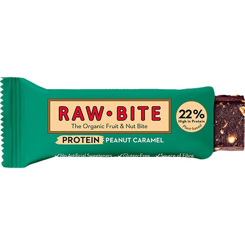 Proteinbar med jordnødder og karamel Økologisk - 45 gram - RawBite
