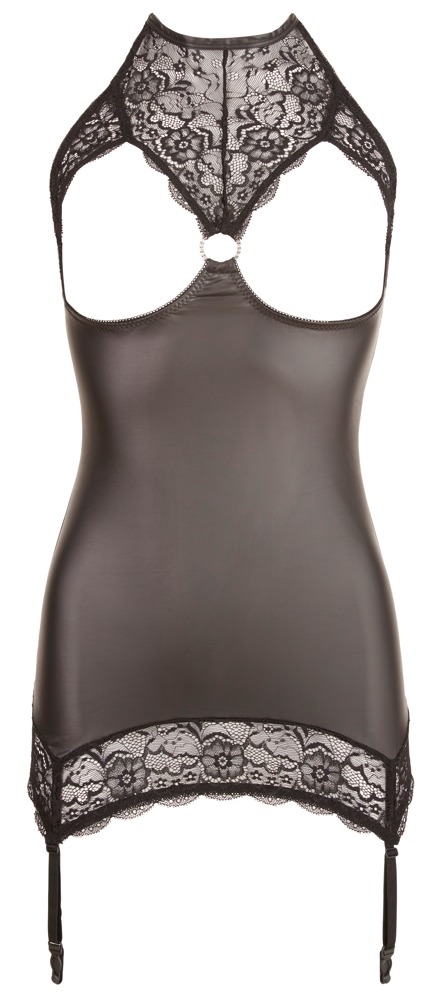 Brystfri negligé med indfattede blonder og blonder i sømmen