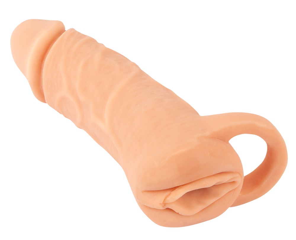 Penis sleeve "2in1 Extension + Masturbator" med testikelring