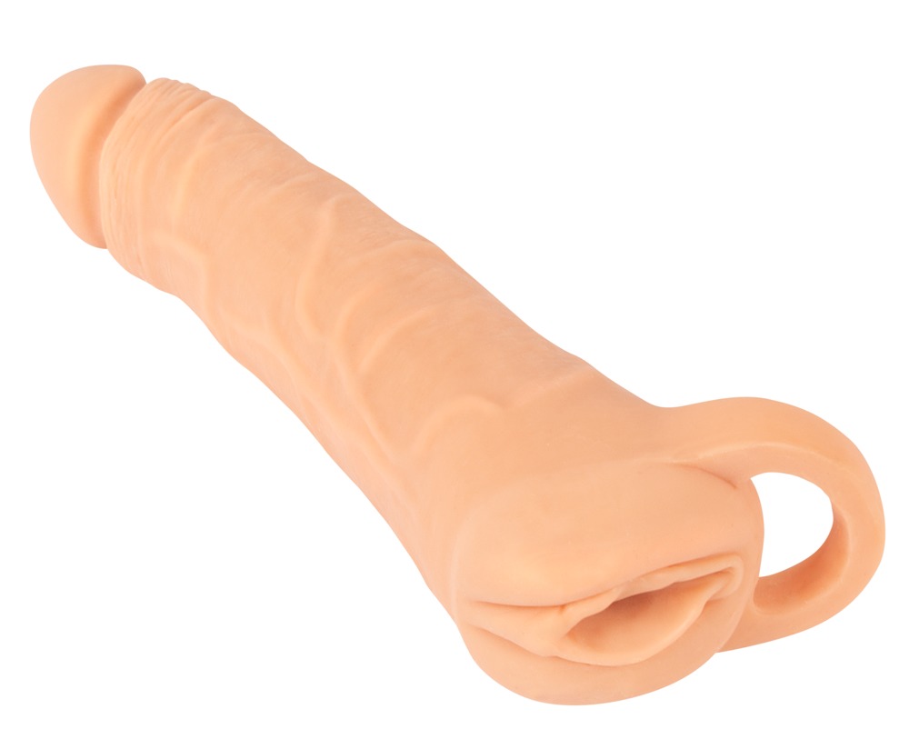 Penis sleeve "2in1 Extension + Masturbator" med testikelring