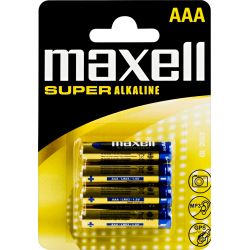 Maxell Super Alkaline, Lr03/aaa Batteries, Alkaline, 1.5v, 4-pack